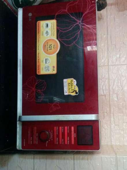 Red LG Microwave Oven