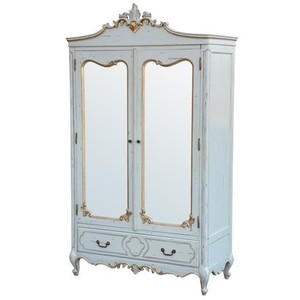 Blue 2 door Cabinet With Mirror