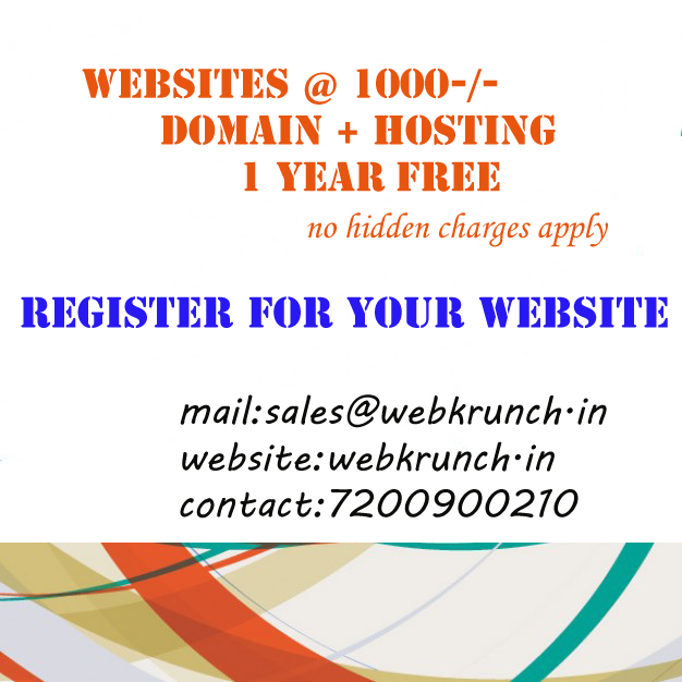 1 year Domain hosting with Website 1000 Rs onl