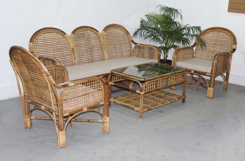 2 seater bamboo sofa set