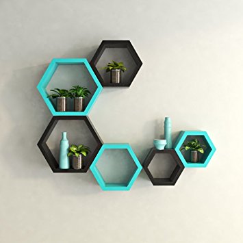 USHA Furniture Hexagon Shape Wall Shelf