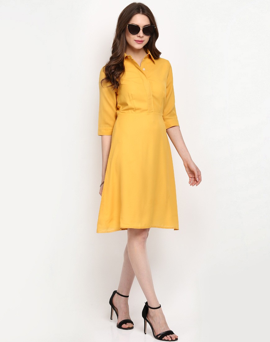 Yellow Polyester Dress for summer