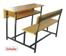 Scholar Knockdown Double Wooden Desk and Seat